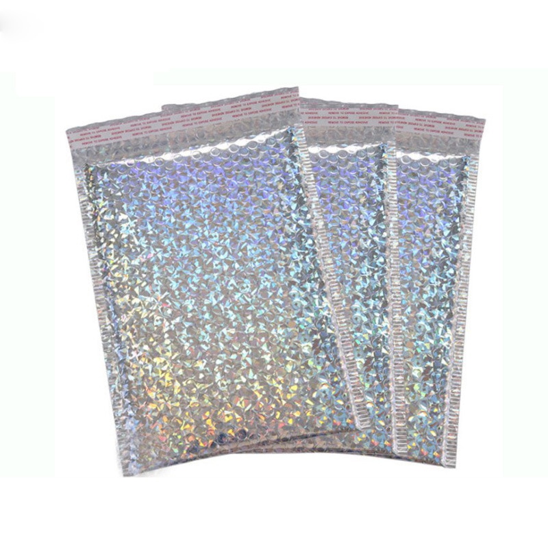 10Pcs Holografische Metallic Bubble Mailer Verpakking Glamour Kleurrijke Zilveren Shades Folie Kussen Padded Enveloppen