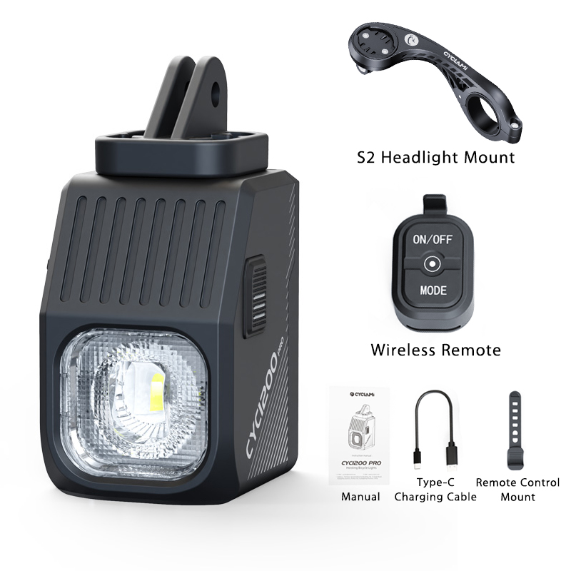 Phare de vélo Portable 1200 Lumens, support suspendu, contrôle sans fil, haute luminosité, lumières de sécurité pour la conduite nocturne: Rouge