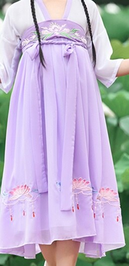 Meisjes Hanfu Chinese Oude Fee Elegante Kostuum Kinderen Chiffon Jurk Kinderen Tang-dynastie Folk Dance Stage Outfit DNV11947: Paars / 110cm