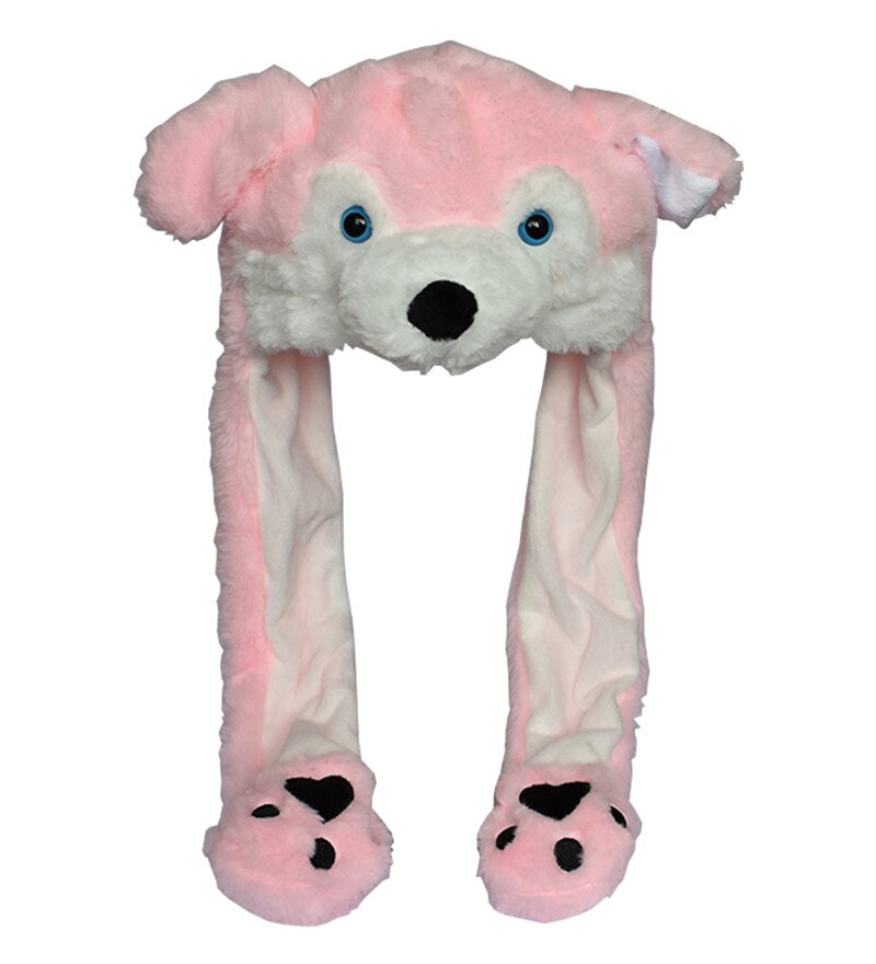 DOUBCHOW Ear Moving Cute Plush Grey Wolf Animal Hat with Paws for Adults Teenagers Kids Boys Girls Costume Winter Hats Beanie