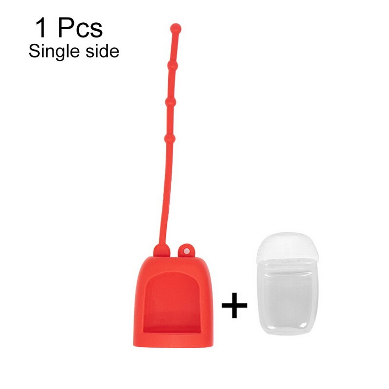 30ml Portable Empty Bottle Hand Sanitizer Bottle with Detachable Silicone Protective Case Liquid Soap Container: single side red