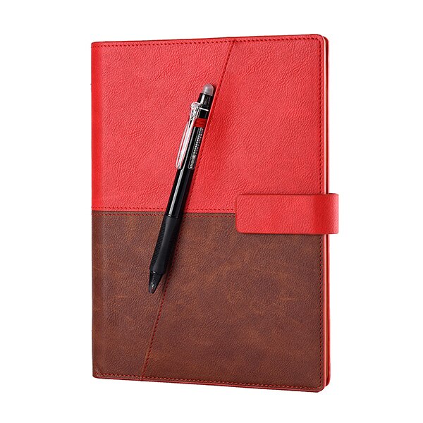 Elfinbook x læder smart genanvendelig sletbar notesbog mikrobølge bølge sky slette notesblok notesblok foret med pen: Rød