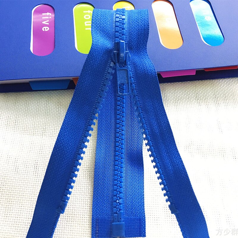 Xunzhe 5 Pcs Blauw 50/60/70 Cm 5 # Ritsen Open End Hars Rits Voor Naaien Kleding lange Jas Donsjack Diy Naaien