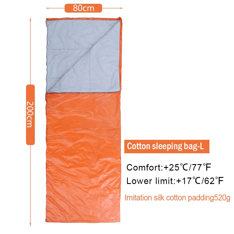 Conq ice mini udendørs ultralet ultra-lille kuvert type bomulds sovepose splejsbar camping klatring bærbar sovepose: Orange l