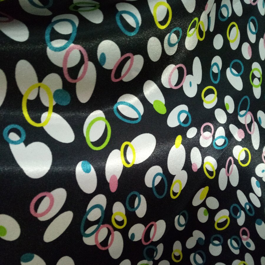 Dejlig dot diy satin stof blødt satin materiale foring håndværk tilda dukke blank charmeuse stof: 4 sorte