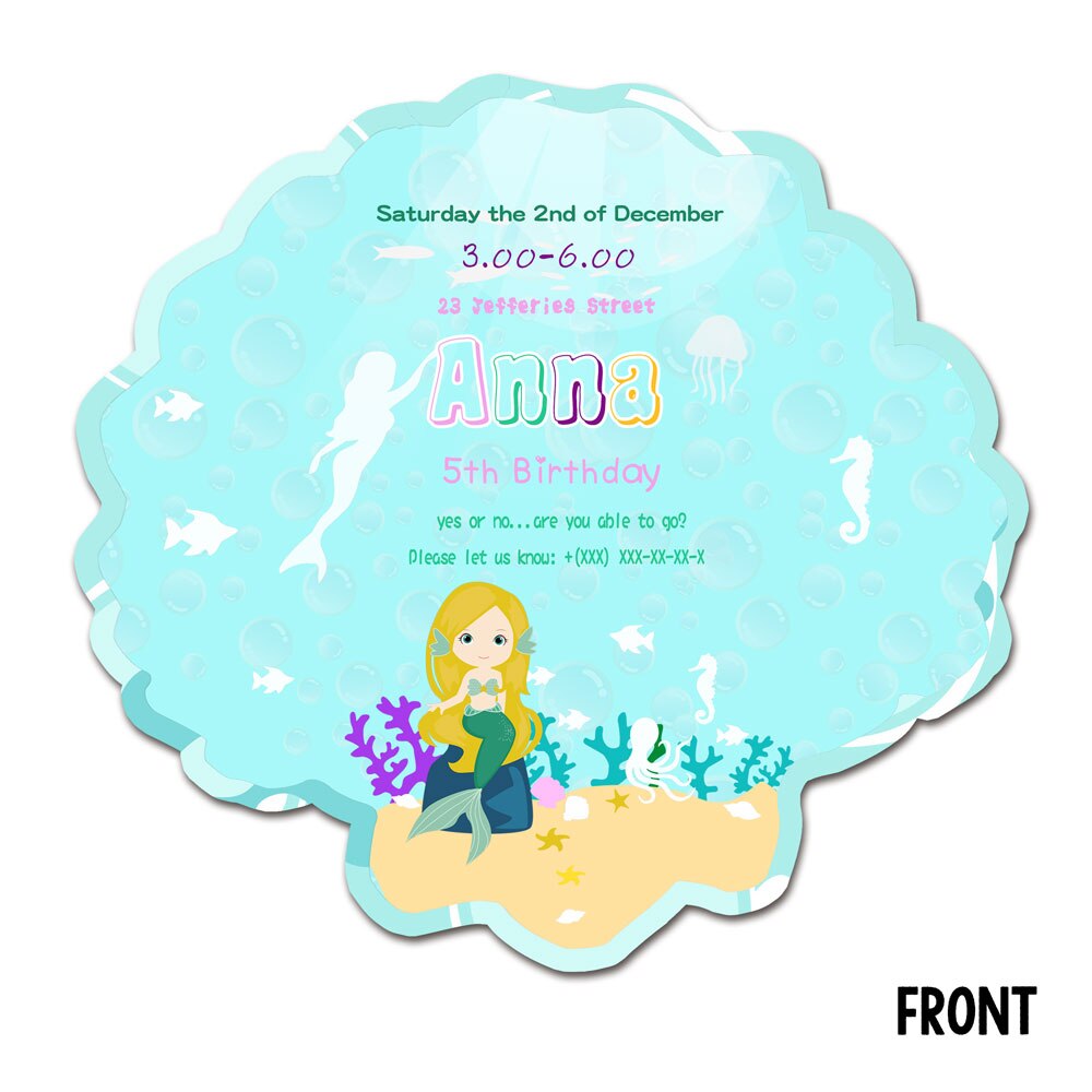 Mermaid Theme Invitations Card Birthday Party Supplies Birthday Party Decorations Kids Event Birthday Sea Shell Invitation