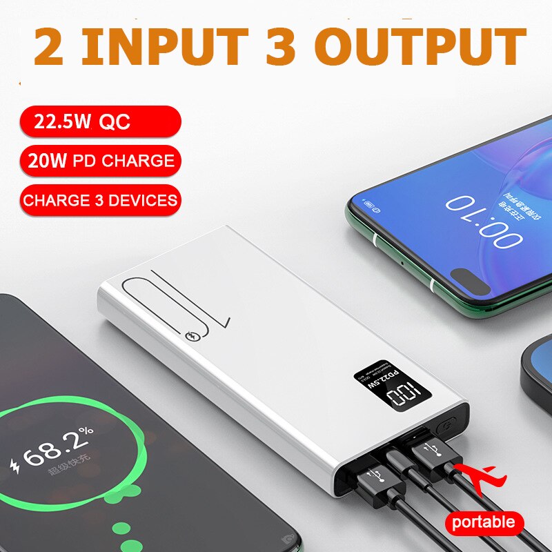 Neue PD 22,5 w Super Schnelle Ladung Energie Bank Mini Große Kapazität 20000 mA Handy, Mobiltelefon Strom Versorgung