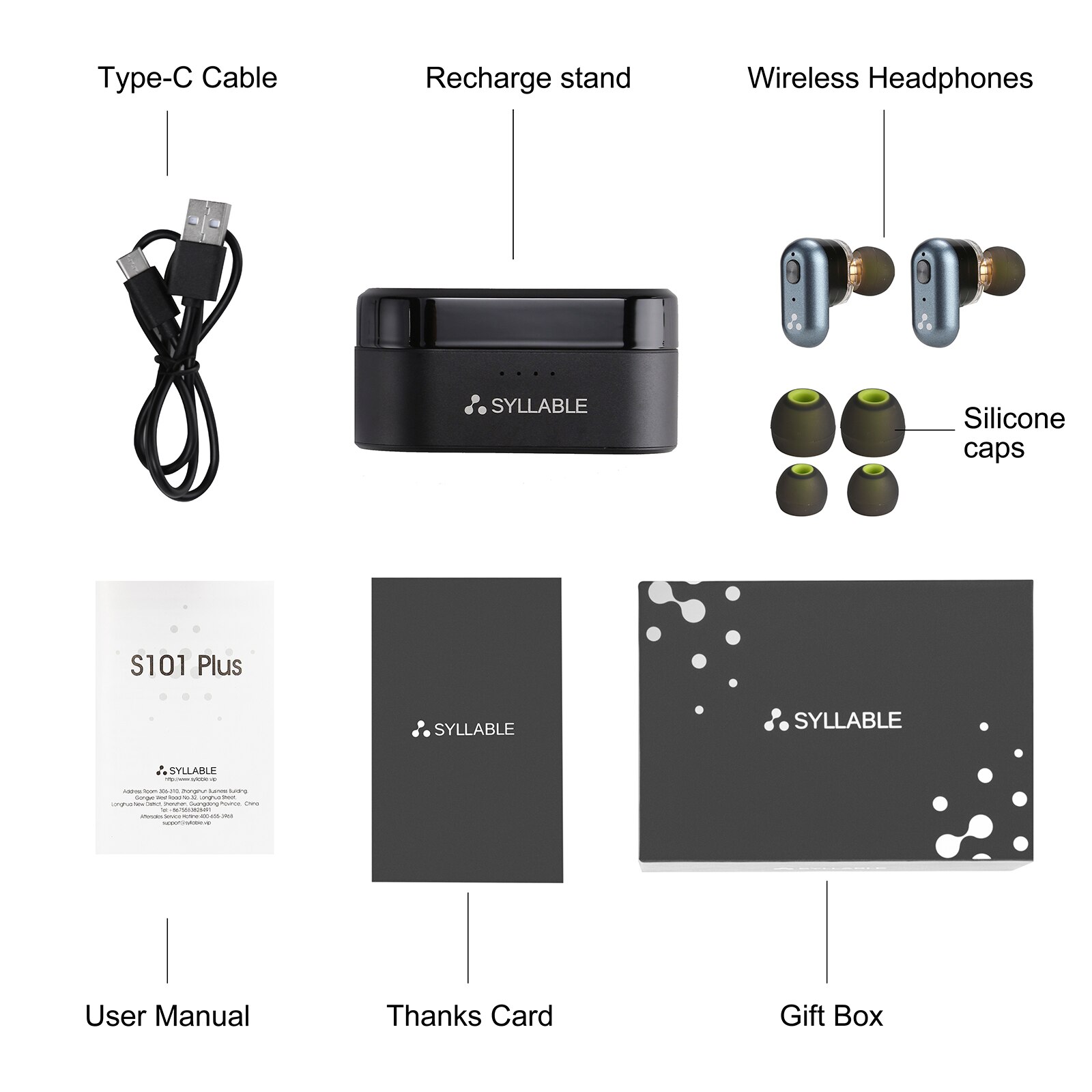 SYLLABLE – écouteurs Bluetooth V5.2 S101 Plus TWS, puce QCC3040, oreillettes sans fil, 12 heures, stéréo, forte basse,