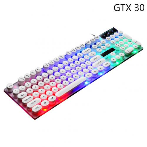 GTX30/K820 Wired USB 104 Buttons LED Backlit Gaming Keyboard for PC Computer: White1