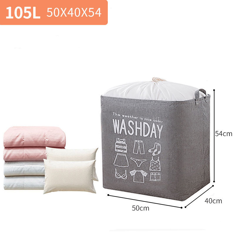105L Dikke Katoenen Trekkoord Zak Quilt Opbergtas Katoenen Dekbed Opbergtas Garderobe Plus Size Opbergtas Thuis Opslag: 105L grey