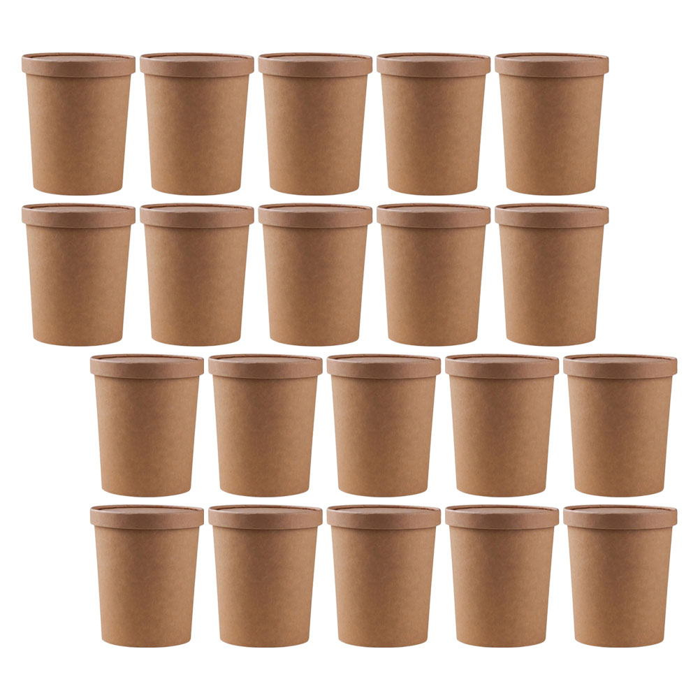 25 Sets Takeout Food Cups Disposable Packing Boxes Ice Cream Cups with Lids: Default Title