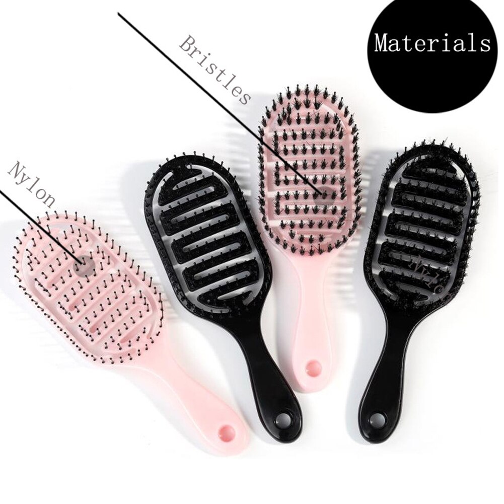 Haar Borstel Voor Schoonheid Hoofdhuid Massage Haarborstel Kam Ovale Anti-Statische Paddle Kam Hair Styling Tool Varkenshaar Nylon haar Borstel