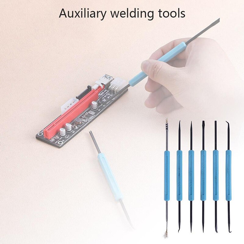 Kit de herramientas de ayuda para desoldar, herramientas auxiliares de soldadura, trabajo de soldadura, asistencia electrónica de calor para molienda, reparación de limpieza de PCB, 6 uds.