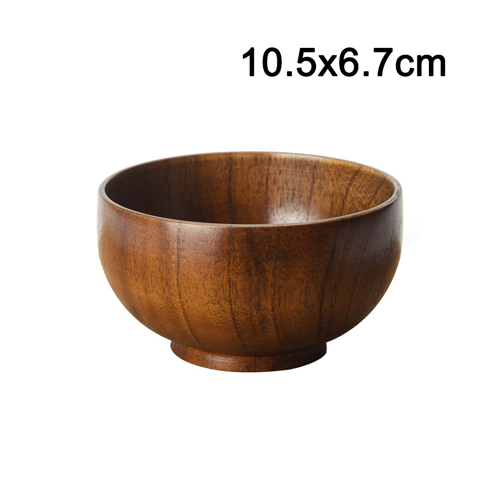 Cuenco de madera de estilo japonés para niños, Bol para arroz o sopa, ensalada, contenedor de alimentos, tazón grande y pequeño, vajilla, utensilios de madera, 1 ud.: 10.5x6.7cm
