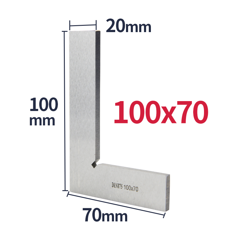Prueba la regla cuadrada de borde plano, herramientas de carpintería de 90 grados, juego de herramientas de medición de regla de ángulo recto de Metal, cuadrado 50x4 0/75x50mm: BLANCO