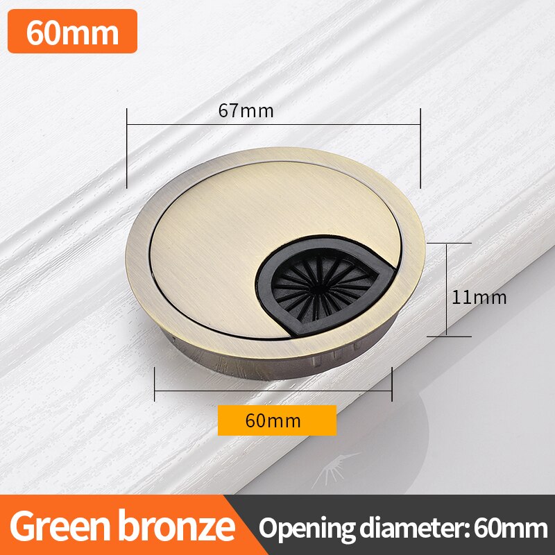 JZPENG Zinc Alloy Round Table Hole Cover Wire Outlet Port Computer PC Desktop Cable Sleeve60MM Wire Frame: Green