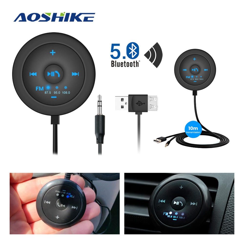 Aoshike 12V 24V Auto Bluetooth Fm-zender Bluetooth V5.0 Edr Auto Bluetooth Ontvanger Met Kabel Ingang Aux Fm zender