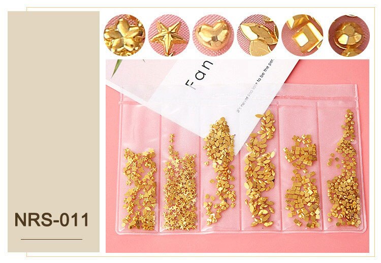 1 paquete mezclado 3D DIY oro hueco Metal remache de diamantes de imitación decoración de Arte de uñas perla DIY tacos de manicura Accesorios: 011
