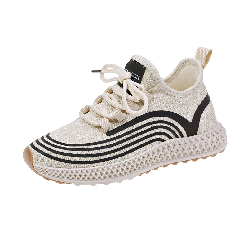 Reflective Sneakers Women Sport Running Shoes Lace Up Ladies Woman Mesh Breathable Zapatillas Zapatos De Mujer Vulcanized: Beige / 38