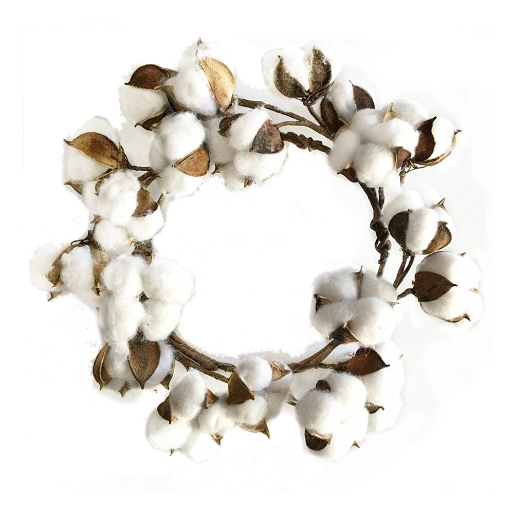 Dried Cotton Flower Simulation Cotton Wreath Christmas Wreath Door Twice Day Artificial Cotton Wreath Decoration