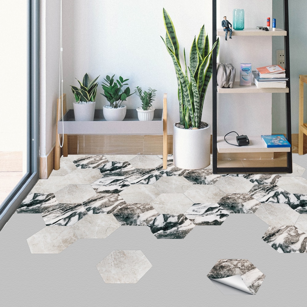 floor stickers floor stickers tile wall stickers self-adhesive kitchen floor non-slip decorative hexagonal stickers