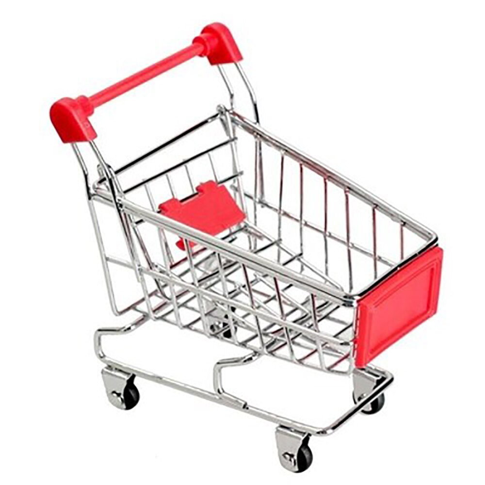 Mini Children Handcart Simulation Small Supermarket Shopping Cart Utility Cart Pretend Play Toys Strollers Kids: Red