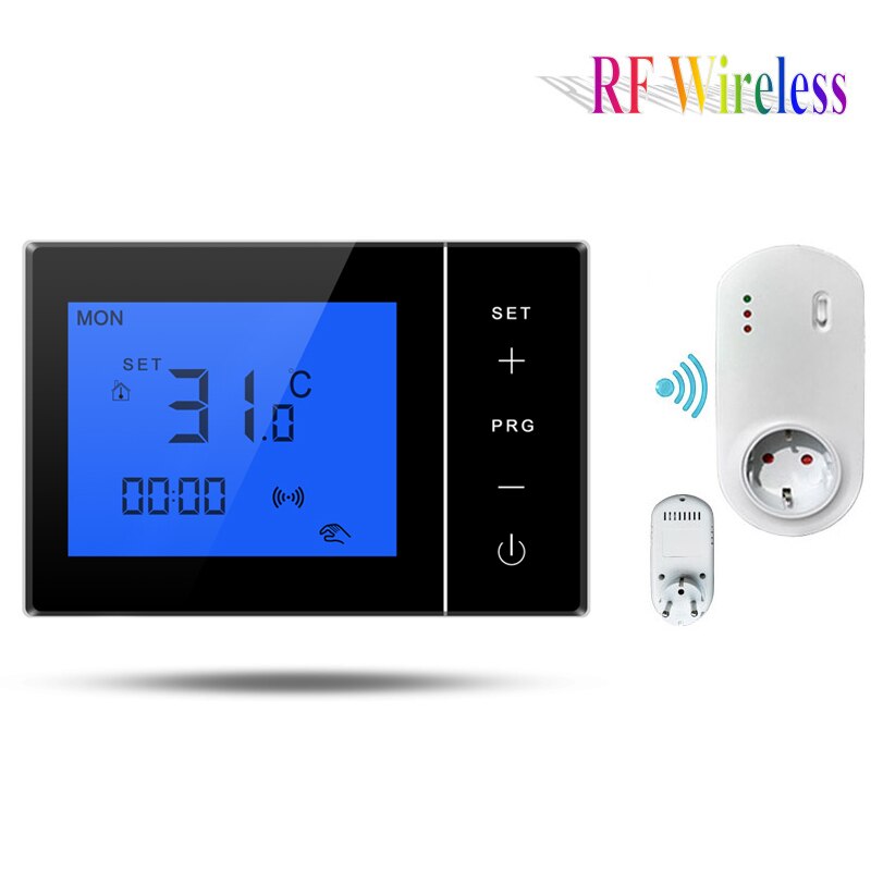Draadloze thermostaat op batterijen stekkerontvanger kamer vloerverwarming thermostaten slimme centrale verwarming programmeerbaar 16a