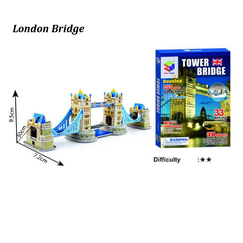 3D Three-dimensional Famous Building Model Toys Puzzles Kids DIY World Famous Tower Bridge House Jigsaw Educational Toy ZXH: London Bridge