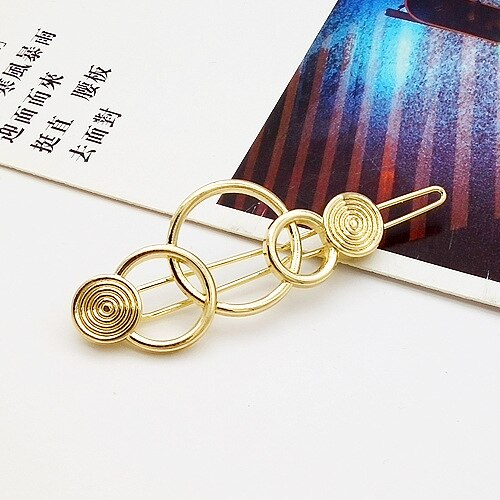 femmes cheveux accessoires Triangle pince à cheveux épingle métal géométrique alliage lune cercle Hairgrip Barrette filles support: 3