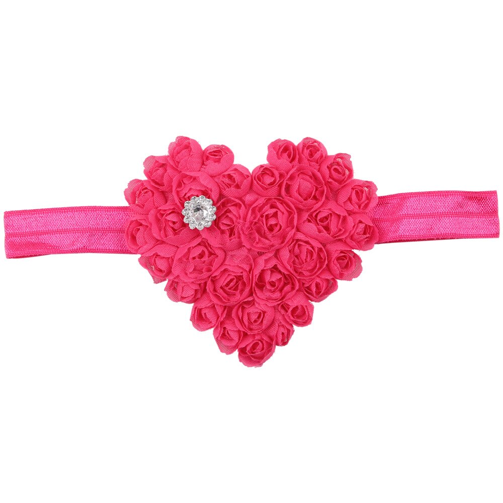 ABDO Small Flowers Elastic Baby Headband For Girls Love Valentine's Day Costume Baby Hair Accessories Girl Hairband: Hot Pink B