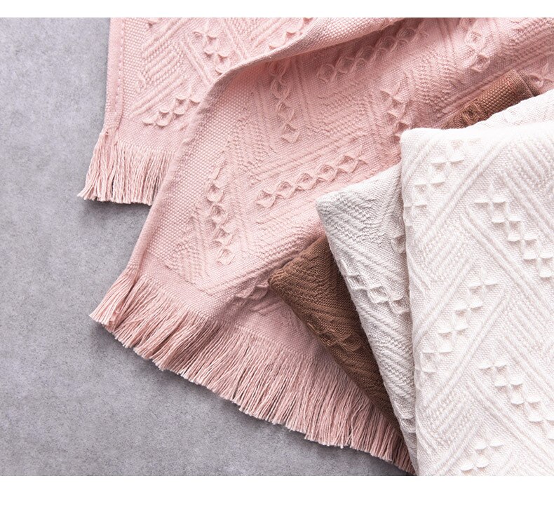 33x75cm off white/grey/pink/grey color cotton jacquard face towel fringe towels wedding household towels adult