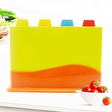 4Pcs Colour Coded Chopping Board Set Kitchen Non-slip Cutting with Holder