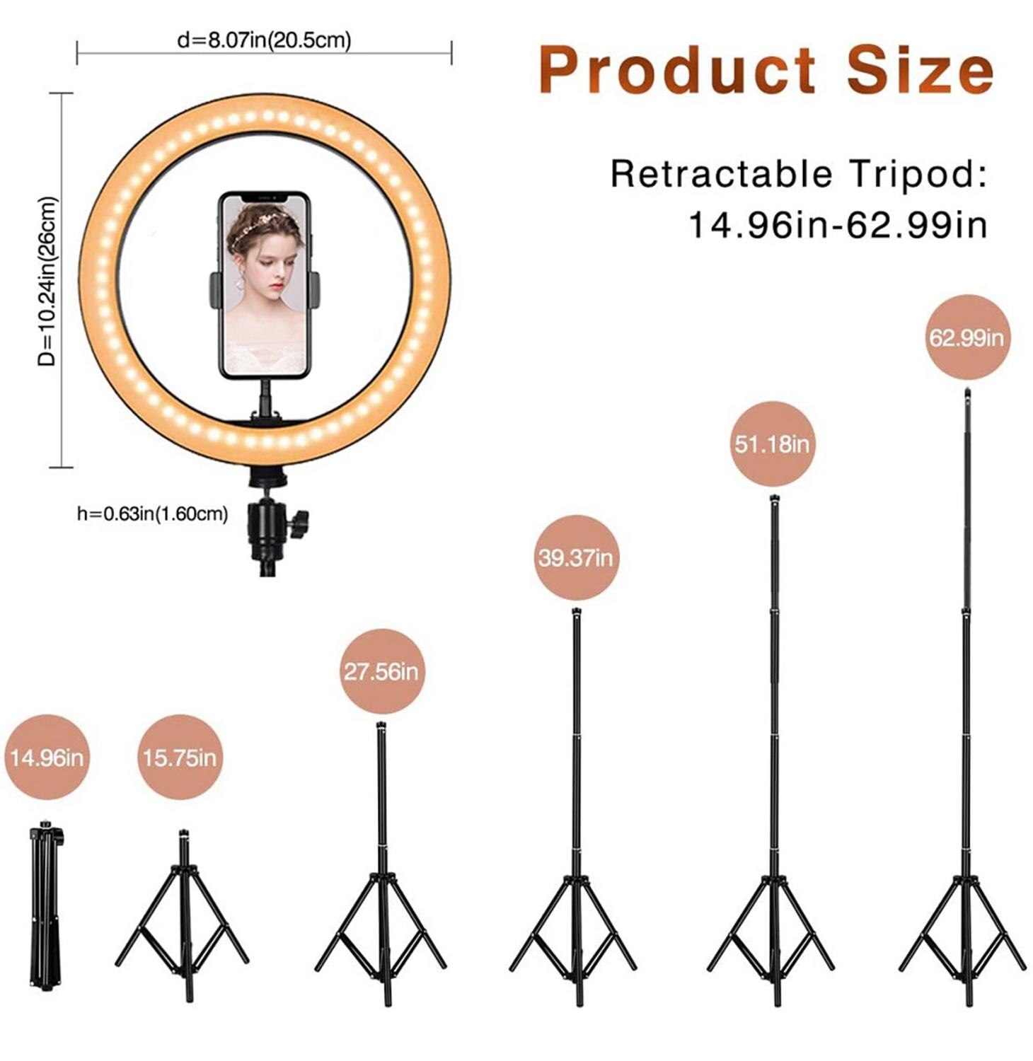 10 pollici 26 centimetri USB LED Anello di Luce Flash Fotografia Lampada Con 1.6m Treppiede, illuminazione dimmerabile Illuminazione Anulare per il Video/Fotografia