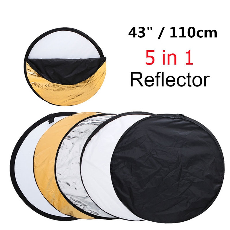 43 "110 cm 5 in 1 Inklapbare Multi-Disc Light Reflector met Cariing Tas, ronde Fotografie/Foto Reflector voor Studio