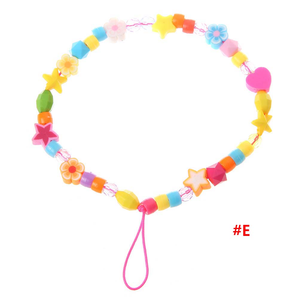 Correa para teléfono móvil, cadena de cuentas de silicona, colgante de flor, cadena de cuentas de cerámica suave para funda de teléfono móvil, cordón colgante, collar: B 5