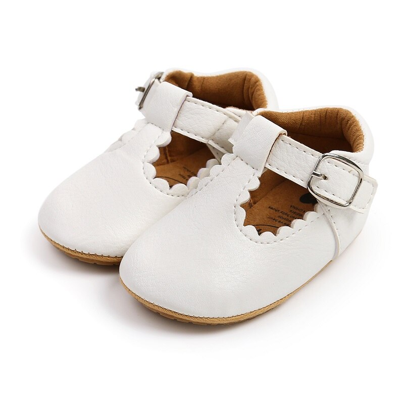 Spring T-bar Baby Shoes Pu Leather Hard Sole Newborn baby Moccasins Shoes infant Leopard baby Prewalker Non-slip Firstwalkers: white / 3 (13-18months)