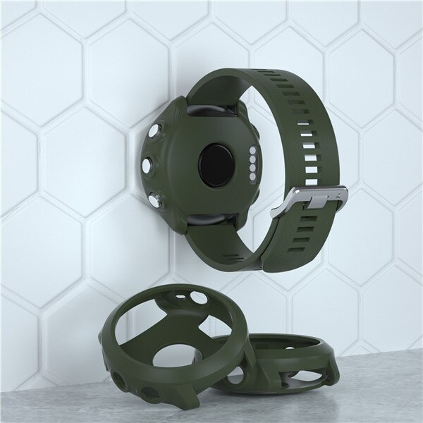 Funda protectora inteligente ligera de silicona para relojes, funda protectora para Garmin Forerunner 645, reloj deportivo de música, de: Army green / Forerunner 645 Music