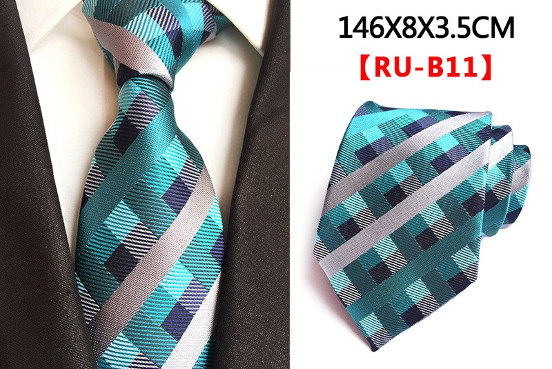 Ricnais 8cm Formal Tie Brown Yellow Plaid Striped Silk Necktie Suit Mens Silk Neck Tie For Man Business Wedding Party Gravata: 11