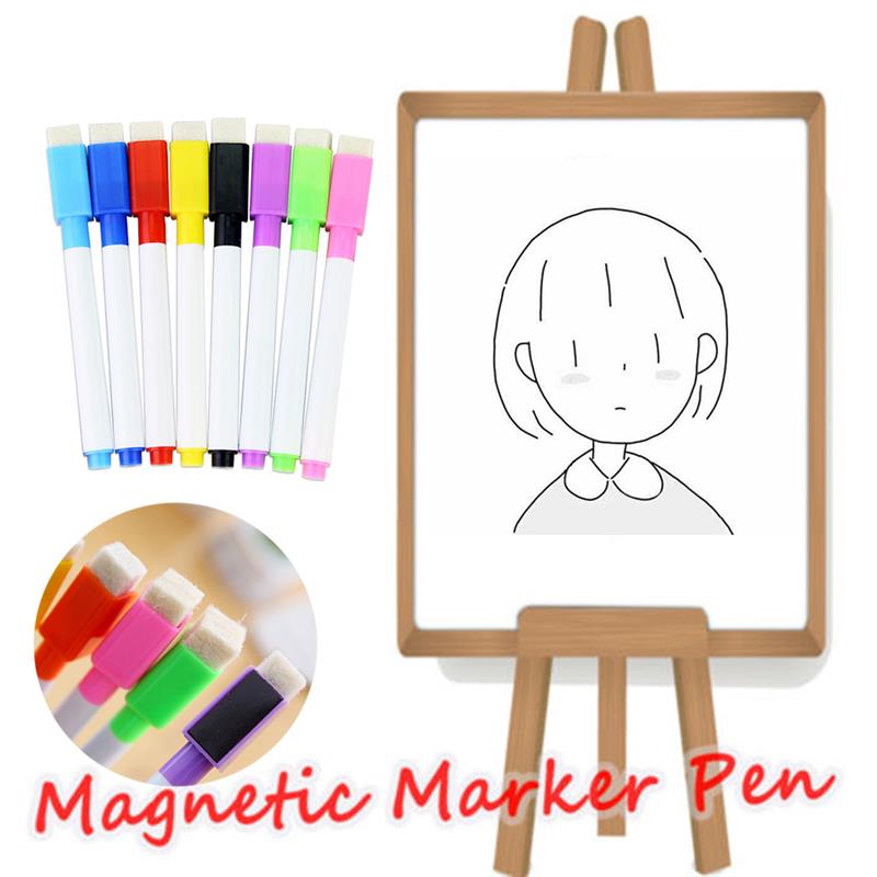 8colors Erasable magnetic White Board Marker Pen Whiteboard Marker Chalk Glass Ceramics Office School art marker colorful ink
