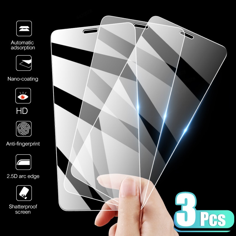3 STKS Volledige Cover Gehard Glas Op de Voor iPhone 7 8 6 Plus 14 Screen Protector Op iPhone X XR XS MAX SE 11 12 13 14 Pro Glas