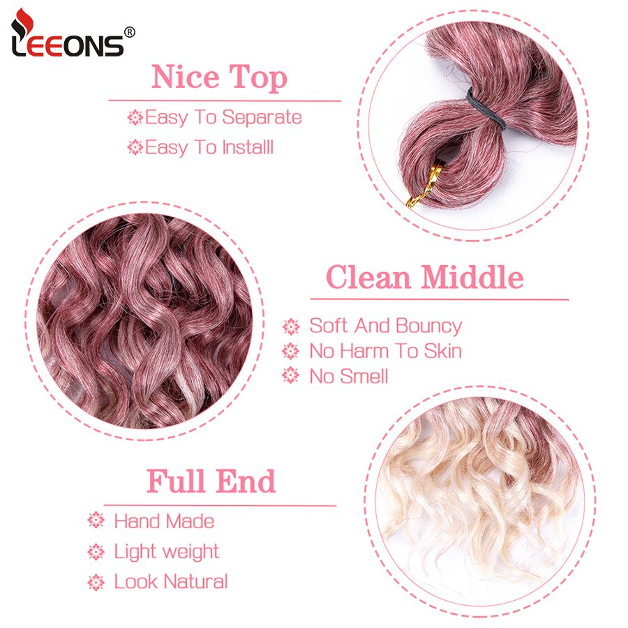 Synthetic Braiding Hair Extensions 18 Inch Ocean Wave Crochet Braid Hair Hawaii Afro Curls Natural Matt Heat Resistant Fiber