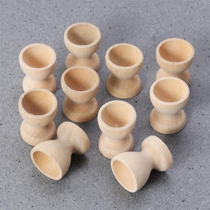 Soportes de almacenamiento de madera para huevos, taza Simple portátil sin pintar, herramientas de cocina para decoración de huevos, 10 Uds.