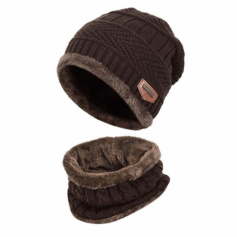 .. Mannen Beanie Muts Sjaal Set Trucker Winddicht Dikke Warme Plus Fluwelen Sjaal Hoed Voor Outdoor Sport Running Riding Skiën: C