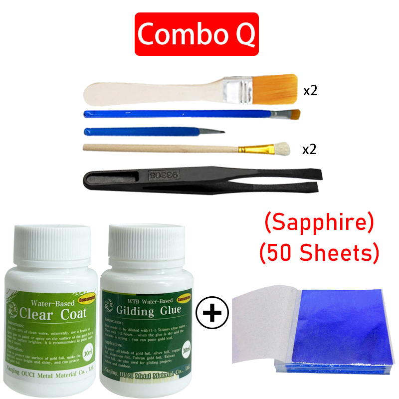 Vergoldungskleber, Goldfolienblätter für Kunsthandwerk, Papierpulver, Blattgold, konzentrierter Kleber auf Wasserbasis, Mangel und Goldfolien-Toolkit: Silber