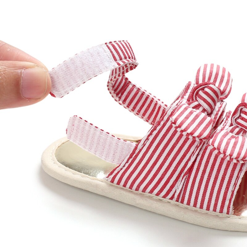 Baby Shoes Summer Girls Sandals Girls Shoes Non-slip Newborn Bownot Striped Girls Sandals Beach Plaid Princess Shoes #11