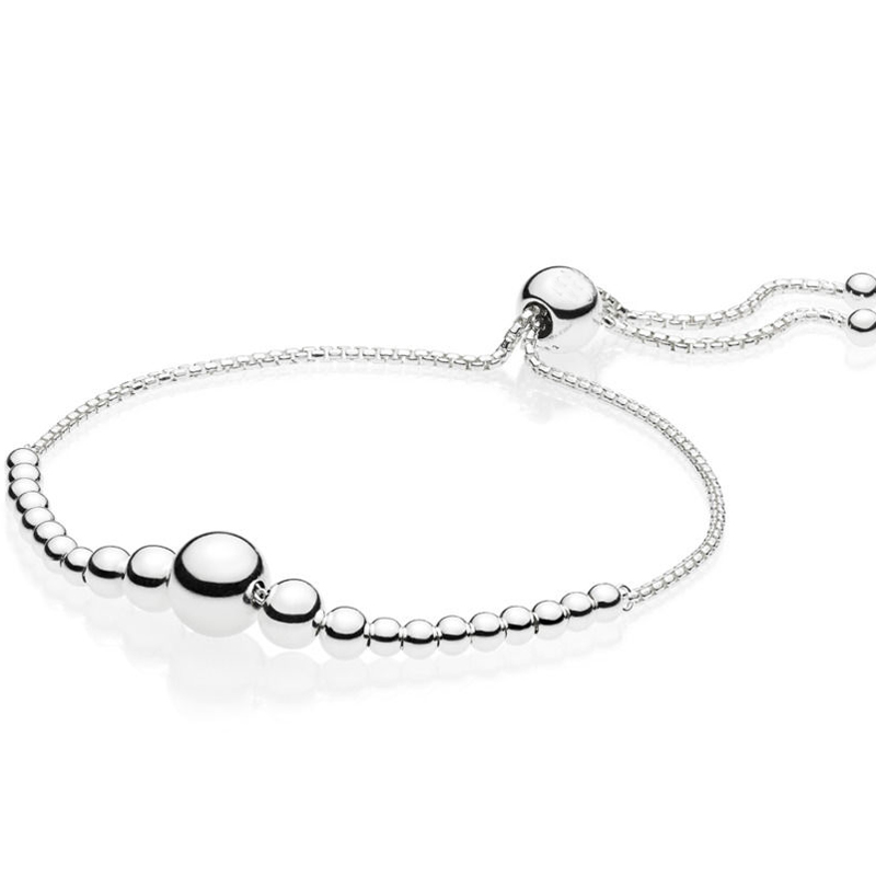 Pavimenta cuore e stella stringa di perline chiusura scorrevole regola il braccialetto misura moda 925 Sterling Silver Bangle Bead Charm gioielli fai da te