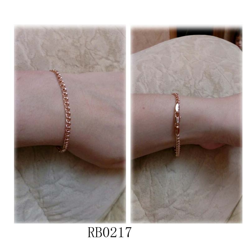Fj Mannen Vrouwen 585 Rose Goud Kleur Wave Curb Smart Armband Link Bead Chain Sieraden