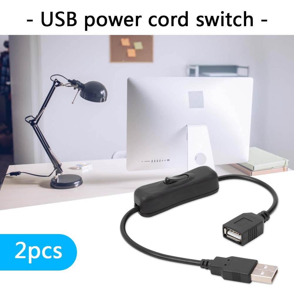 12 inch USB Cable with 303 Button Switch for USB Lamp Fan Male to Female USB Power Cables