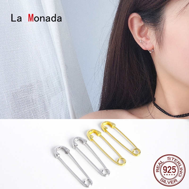 La Monada Pins Paperclip Stud Oorbellen 925 Sterling Zilver Vrouwen Minimalistische Fijne In Sieraden Stud Oorbellen Voor Vrouwen Zilver 925