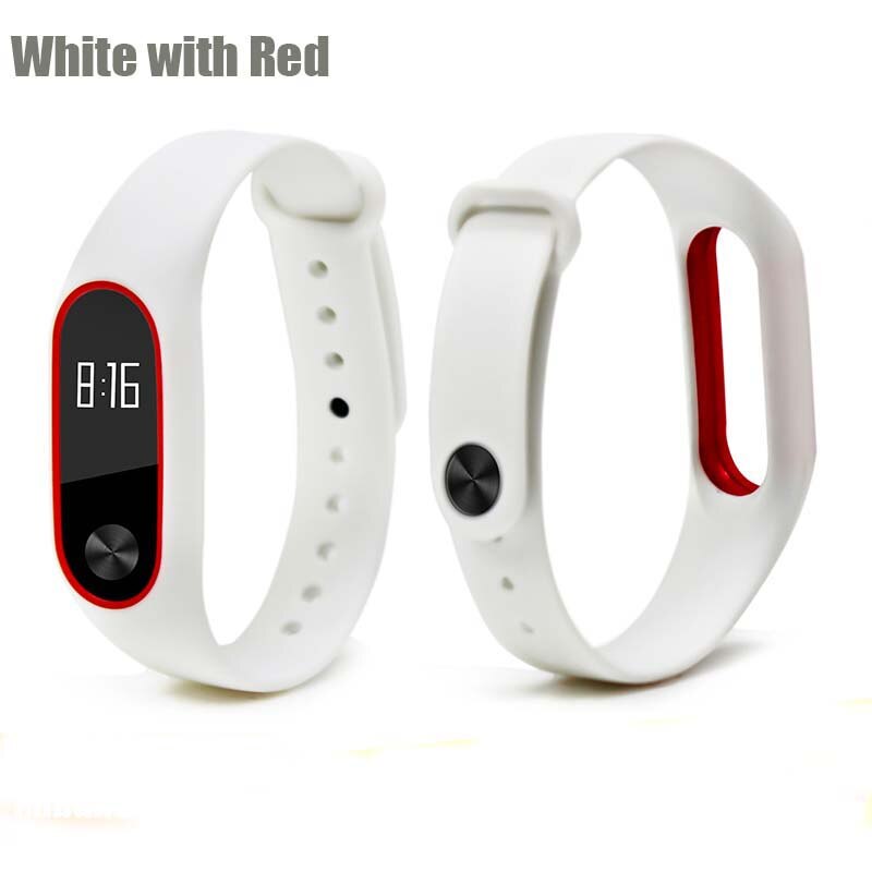 Correa BOORUI de silicona mi Band 2, doble color, reemplazo de correa mi band2, Correa inteligente para xiaomi mi2: White with red